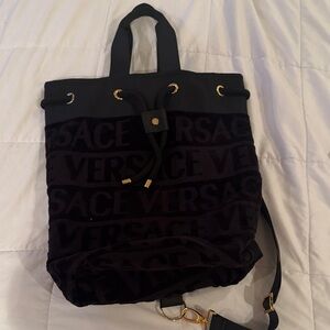 Versace Black Tote with Gold Accents